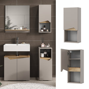 Vicco Mobile bagno Grigio 30 x 67 cm con porta e vano aperto
