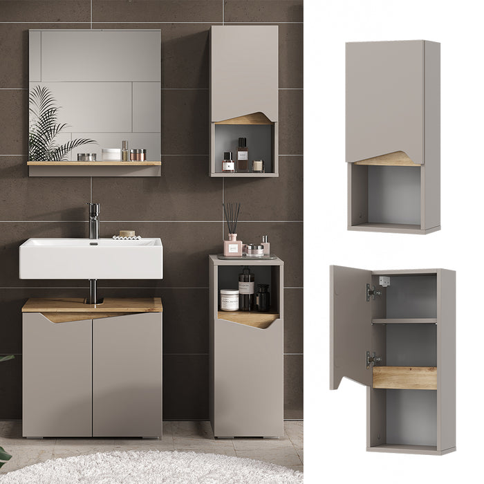 Vicco Mobile bagno Grigio 30 x 67 cm con porta e vano aperto