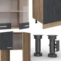 Vicco Cucina componibile Calcestruzzo nero/quercia dorata 300 cm senza piano di lavoro