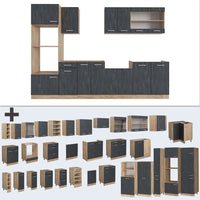 Vicco Cucina componibile Calcestruzzo nero/quercia dorata 300 cm PL Marmo