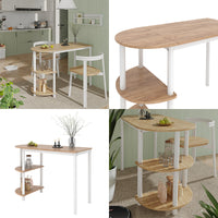 Vicco Tavolo da cucina Quercia dorata/bianco 110 x 50 cm con ripiani aperti