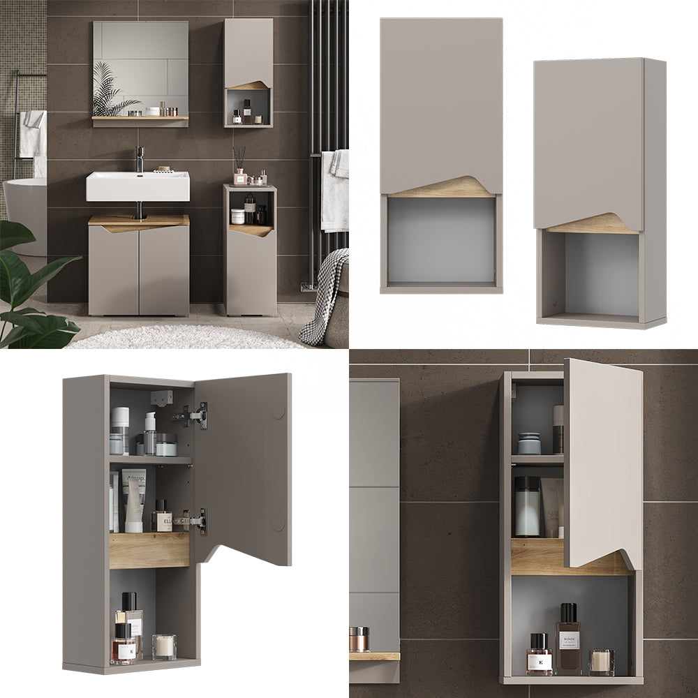 Vicco Mobile bagno Grigio 30 x 67 cm con porta e vano aperto