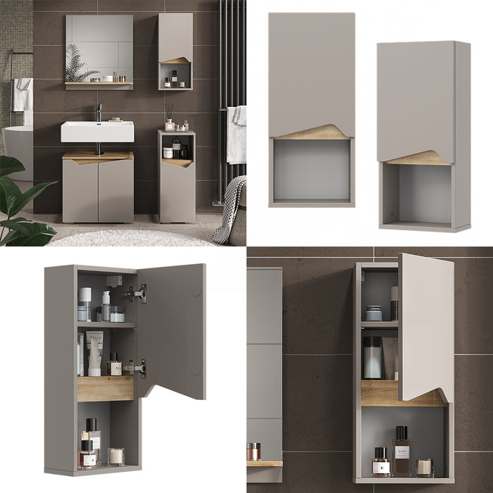 Vicco Mobile bagno Grigio 30 x 67 cm con porta e vano aperto