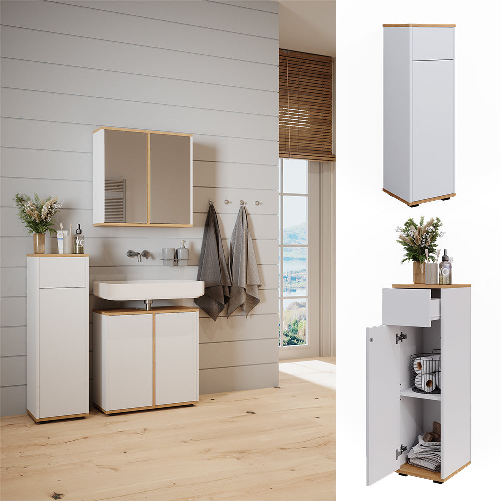 Vicco Mobiletto midi Bianco/Artisan 30 x 97 cm con cassetto