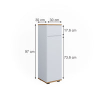 Vicco Mobiletto midi Bianco/Artisan 30 x 97 cm con cassetto
