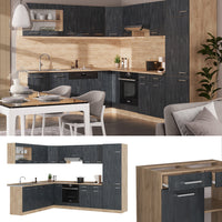 Vicco Cucina angolare completa Calcestruzzo nero/quercia dorata 227 x 287 cm PL Antracite