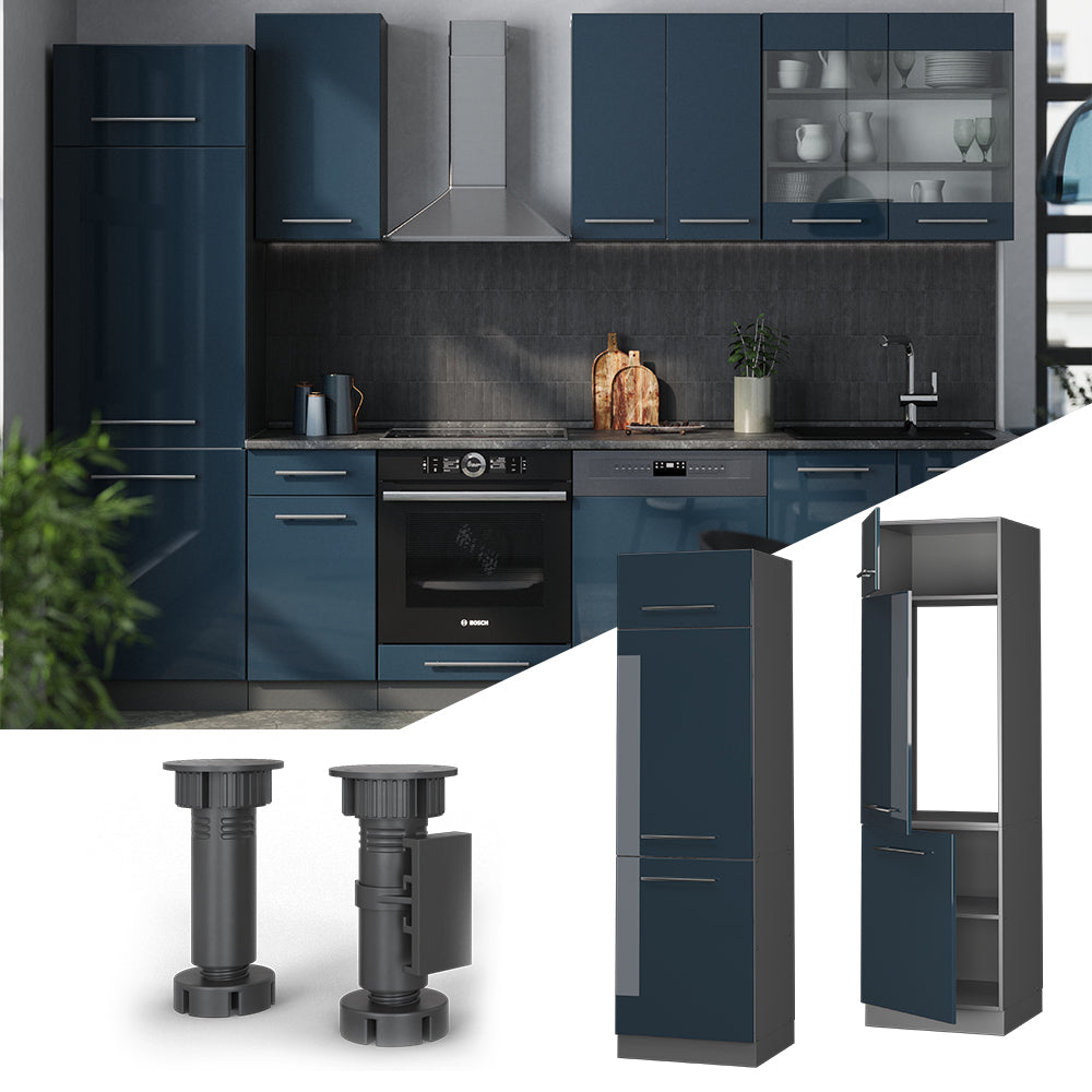 Vicco Armadio frigorifero Blu scuro lucido 60 cm