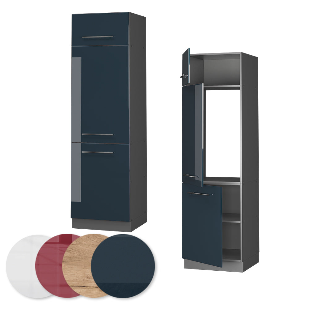 Vicco Armadio frigorifero Blu scuro lucido 60 cm