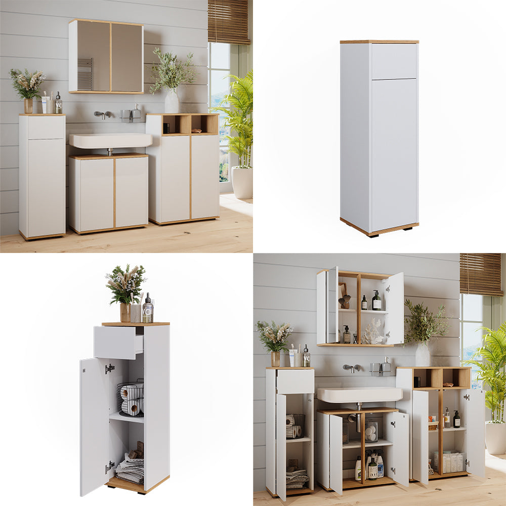 Vicco Mobiletto midi Bianco/Artisan 30 x 97 cm con cassetto