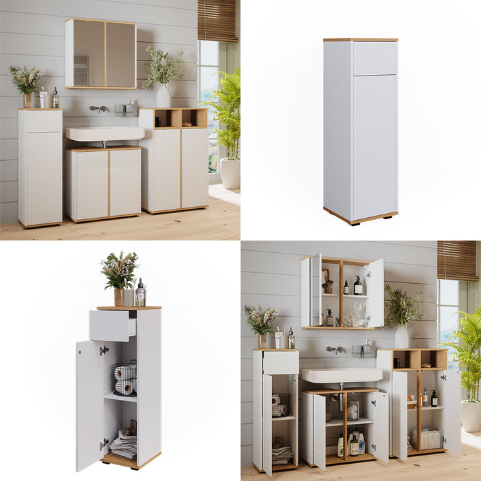 Vicco Mobiletto midi Bianco/Artisan 30 x 97 cm con cassetto