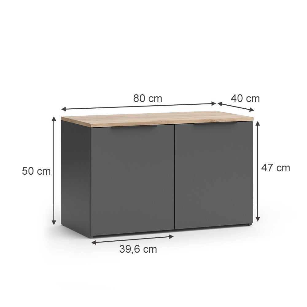 Vicco Credenza Antracite 80 x 50 cm con 2 porte
