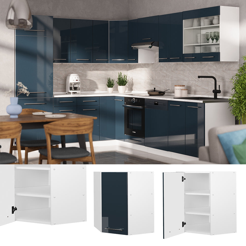 Vicco Mobile angolare da cucina Blu scuro lucido 57 cm