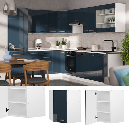 Vicco Mobile angolare da cucina Blu scuro lucido 57 cm