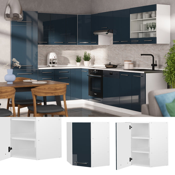 Vicco Mobile angolare da cucina Blu scuro lucido 57 cm