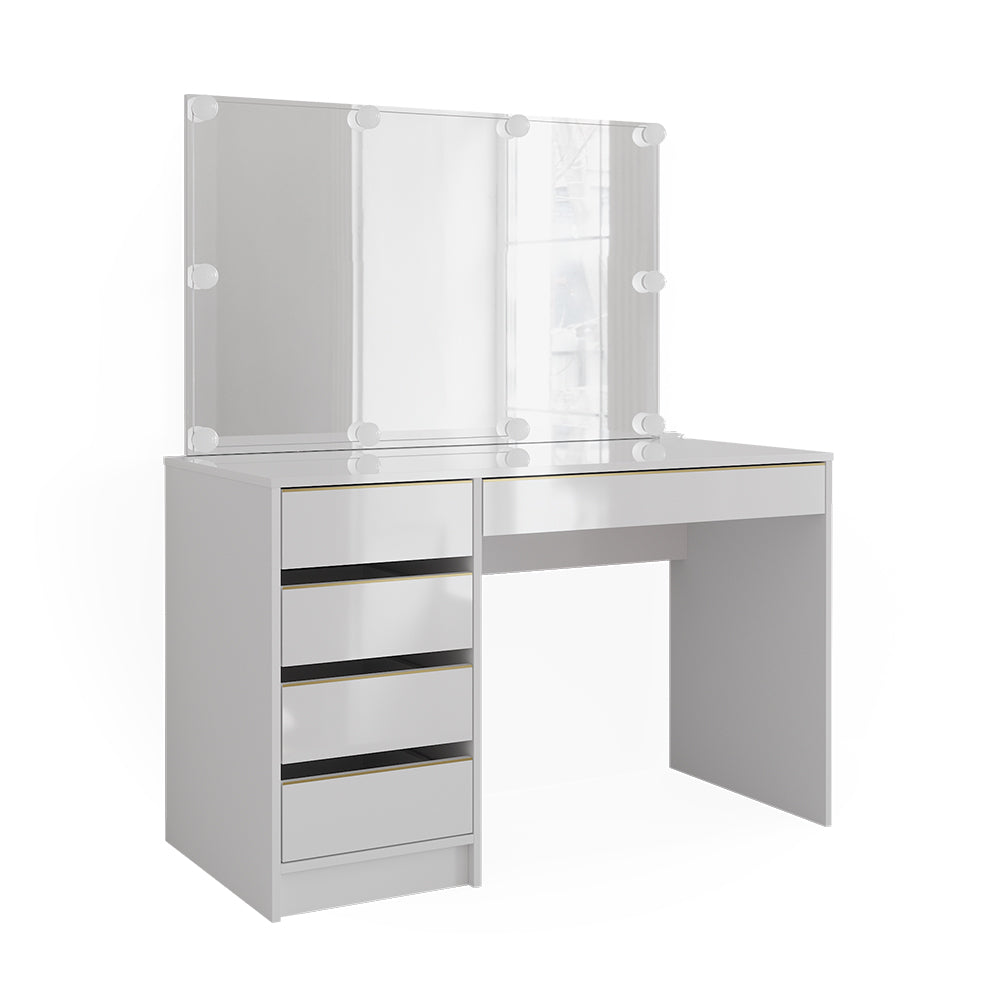 Vicco Tavolo da toilette Bianco/Oro 55 cm con illuminazione a LED