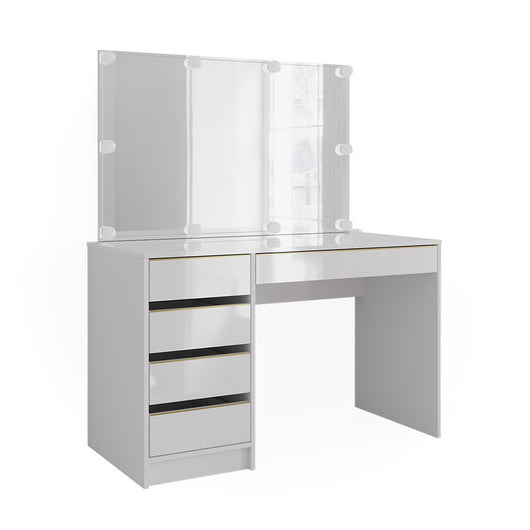 Vicco Tavolo da toilette Bianco/Oro 55 cm con illuminazione a LED