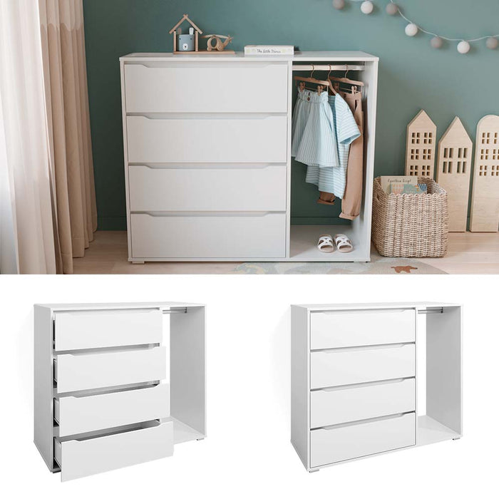 Vicco Guardaroba per bambini Bianco 120 x 101.9 cm con 4 cassetti