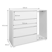 Vicco Guardaroba per bambini Bianco 120 x 101.9 cm con 4 cassetti