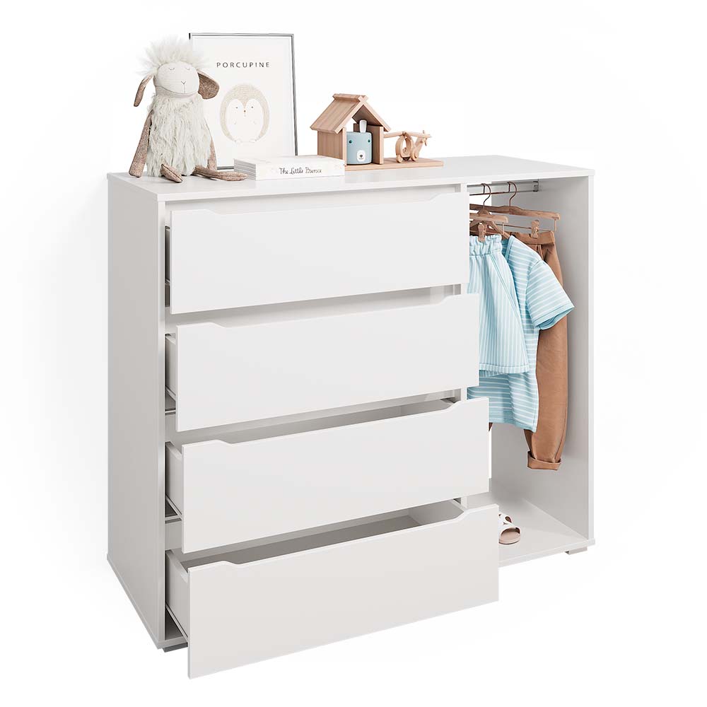 Vicco Guardaroba per bambini Bianco 120 x 101.9 cm con 4 cassetti