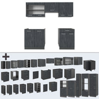 Vicco Cucina componibile Calcestruzzo nero/antracite 200 cm senza piano di lavoro