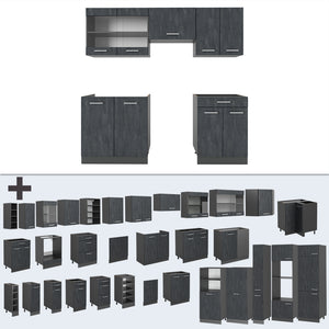 Vicco Cucina componibile Calcestruzzo nero/antracite 200 cm senza piano di lavoro