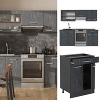 Vicco Cucina componibile Calcestruzzo nero/antracite 200 cm senza piano di lavoro