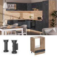 Vicco Mobile per forno da incasso Calcestruzzo nero 60 cm senza piano di lavoro