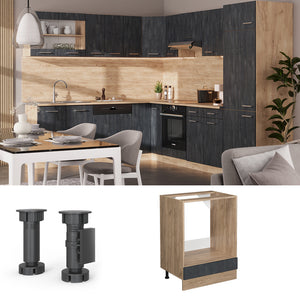 Vicco Mobile per forno da incasso Calcestruzzo nero 60 cm senza piano di lavoro