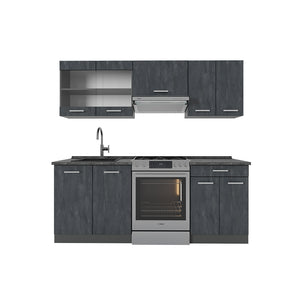 Vicco Cucina componibile Calcestruzzo nero/antracite 200 cm senza piano di lavoro