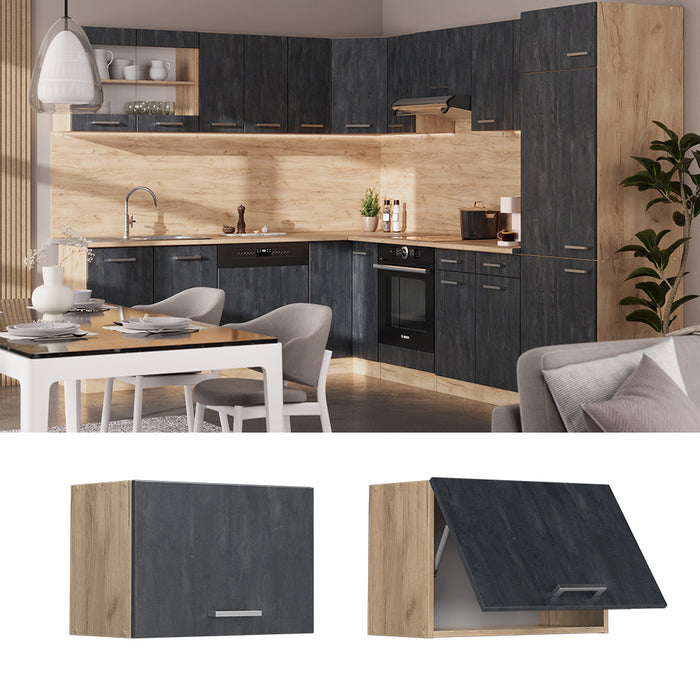 Vicco Pensile da cucina Calcestruzzo nero 60 cm Piatto