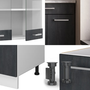 Vicco Cucina monoblocco Nero cemento/bianco 140 cm PL Antracite