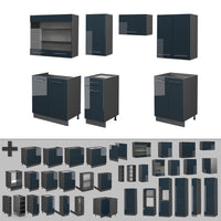 Vicco Cucina componibile Blu scuro lucido/antracite 240 cm , PL Marmo