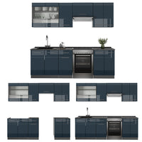 Vicco Cucina componibile Blu scuro lucido/antracite 240 cm , PL Rovere