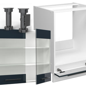 Vicco Cucina angolare completa Blu scuro lucido/bianco 287 x 227 cm , PL Rovere