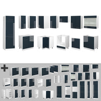 Vicco Cucina angolare completa Blu scuro lucido/bianco 287 x 227 cm , PL Rovere