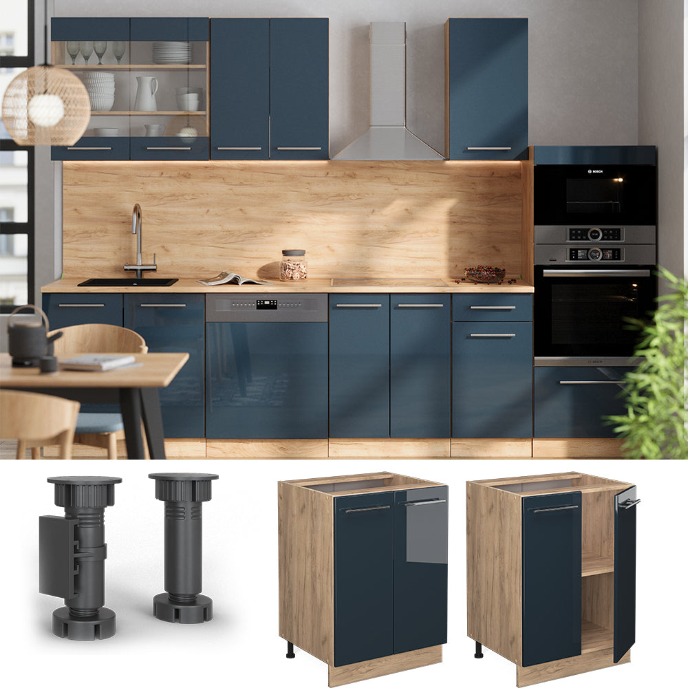 Vicco Base Blu scuro lucido 60 cm senza piano di lavoro