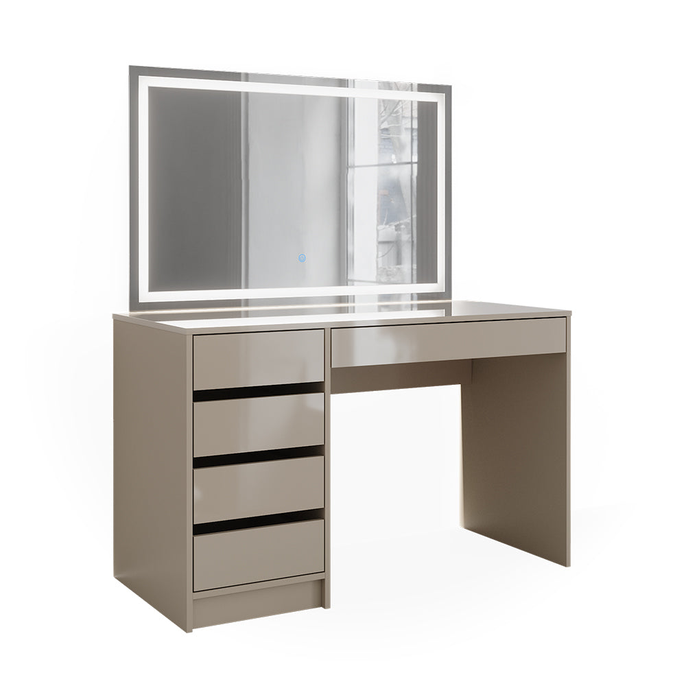 Vicco Tavolo da toilette Grigio lucido 120 cm con specchio a LED