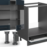 Vicco Cucina angolare completa Blu scuro lucido/antracite 257 x 60 cm , PL Marmo