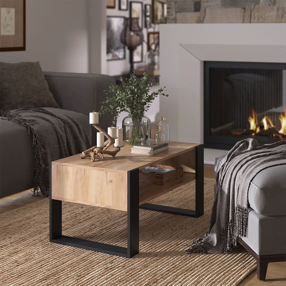 Vicco Tavolino da salotto Quercia dorata 92 x 52,4 cm con ripiano