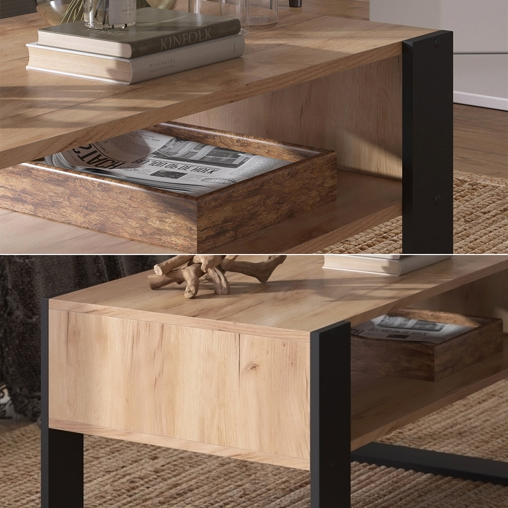 Vicco Tavolino da salotto Quercia dorata 92 x 52,4 cm con ripiano