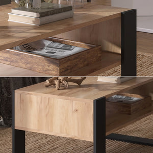 Vicco Tavolino da salotto Quercia dorata 92 x 52,4 cm con ripiano