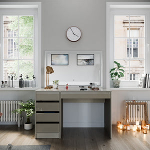 Vicco Tavolo da toilette Grigio lucido 120 cm con specchio a LED