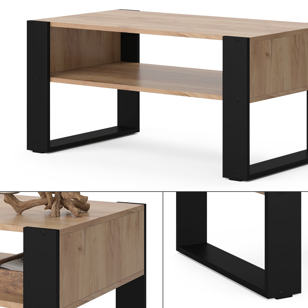 Vicco Tavolino da salotto Quercia dorata 92 x 52,4 cm con ripiano