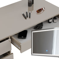 Vicco Tavolino da toilette Grigio 55 cm con specchio LED e sgabello