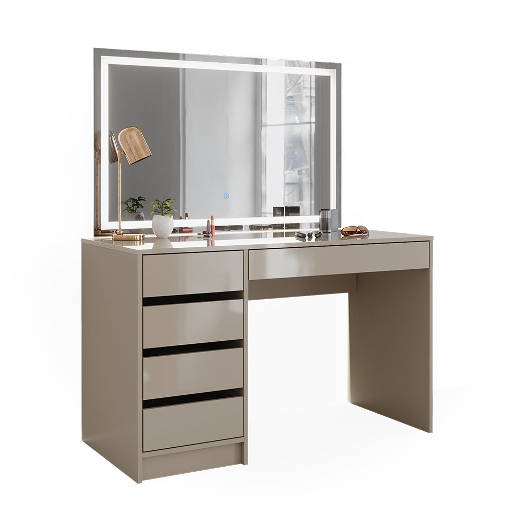 Vicco Tavolo da toilette Grigio lucido 120 cm con specchio a LED