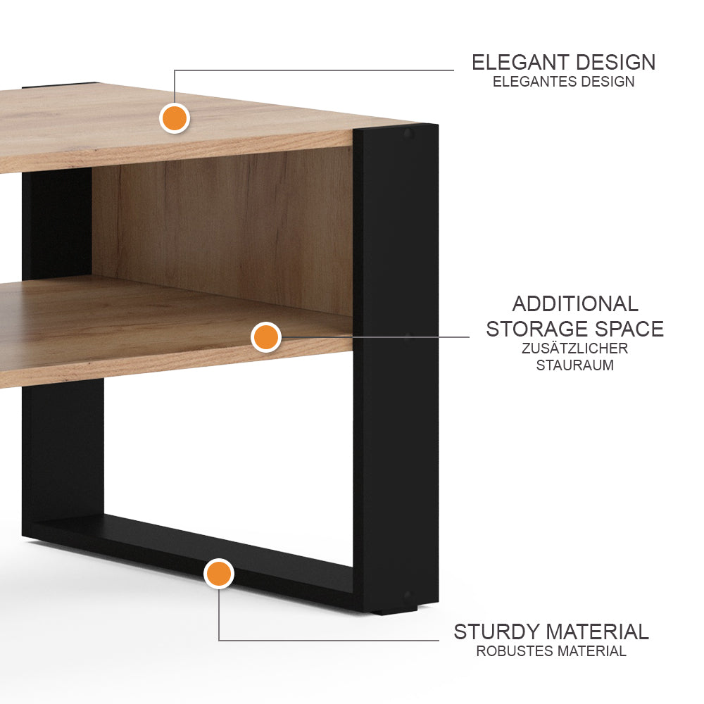 Vicco Tavolino da salotto Quercia dorata 92 x 52,4 cm con ripiano