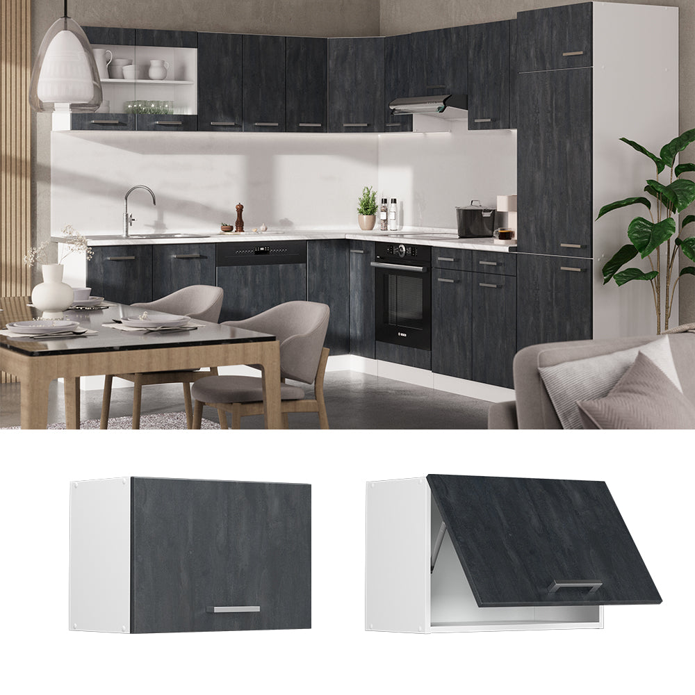 Vicco Pensile da cucina Calcestruzzo nero 60 cm Piatto