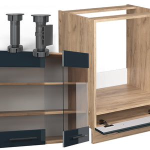 Vicco Cucina angolare completa Blu scuro lucido/rovere dorato 227 x 287 cm , PL Marmo