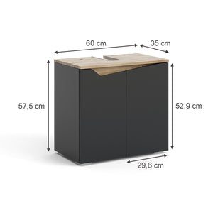 Vicco Mobiletto per lavabo Antracite 60 x 57.5 cm con 2 porte