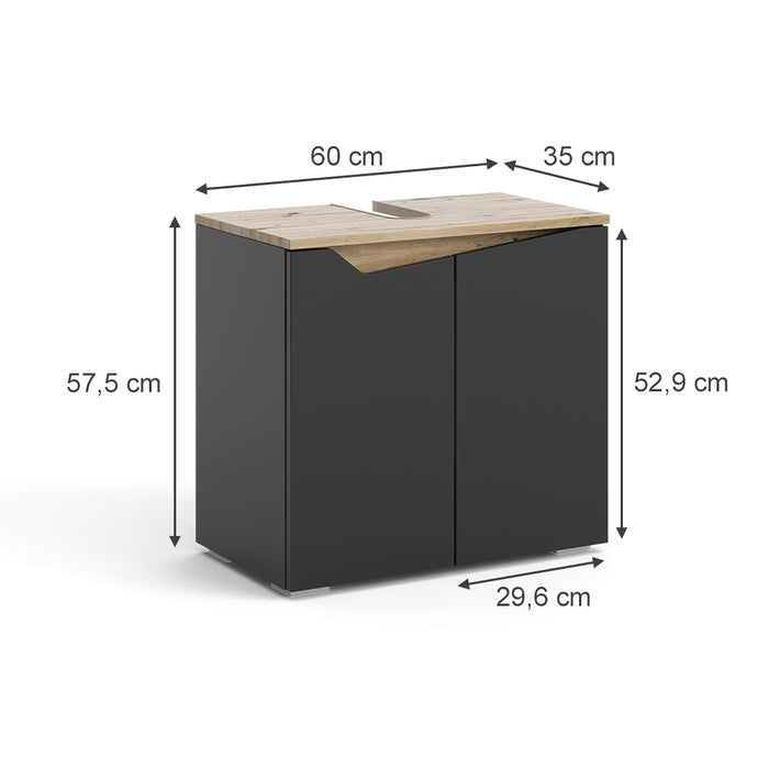 Vicco Mobiletto per lavabo Antracite 60 x 57.5 cm con 2 porte